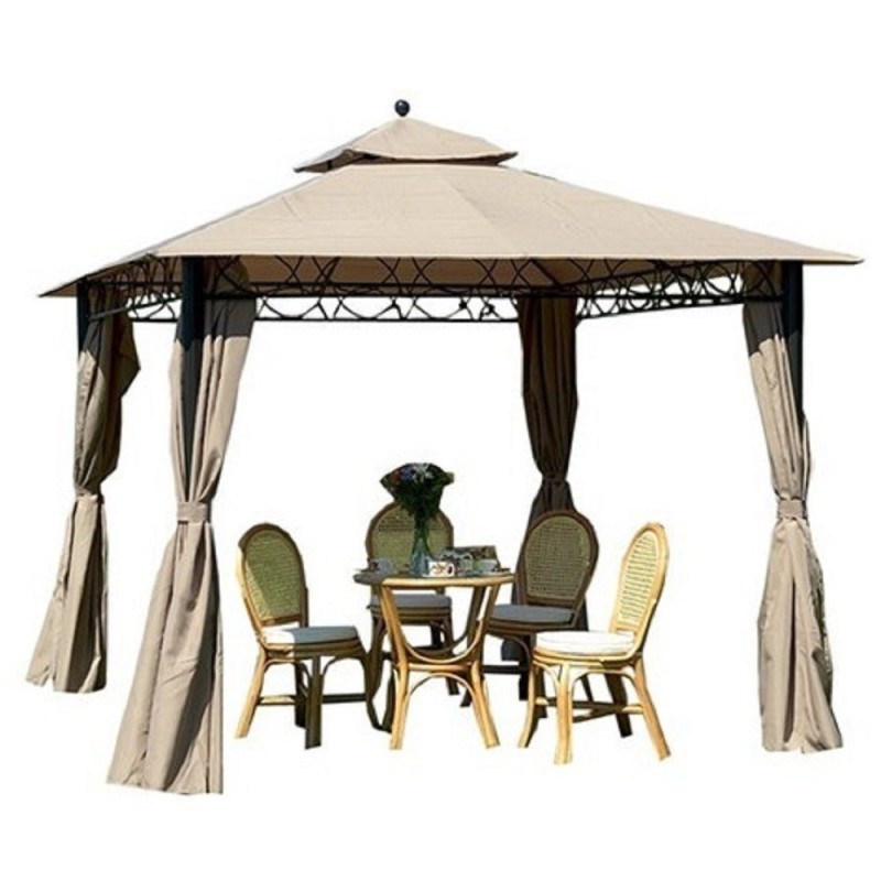 GAZEBO EDEN STRUTTURA IN ACCIAIO TOP E TELI  BEIGE SCURO MT.3X3