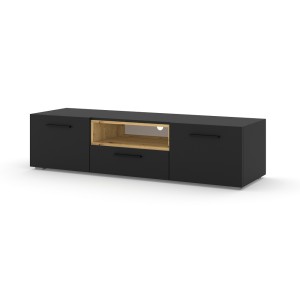 Mobile TV STAND ANETTE 151 colore Nero opaco mensola Rovere