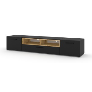 Mobile TV STAND ANETTE 198 colore Nero opaco mensola Rovere