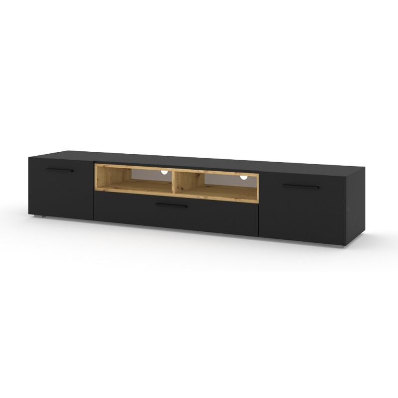 Mobile TV STAND ANETTE 198 colore Nero opaco mensola Rovere Mobile TV STAND ANETTE 198 colore Nero opaco mensola Rovere