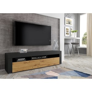 Mobile TV MORENO 160 sospeso e a terra colore Nero opaco sportello Rovere
