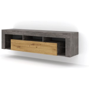 Mobile TV KAYA 160 sospeso o a terra colore calcestruzzo scuro / rovere Artisan
