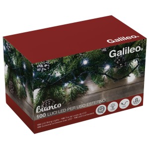 LUCI DI NATALE 100 LED BIANCO + 8 GIOCHI LUCE PER ESTERNO