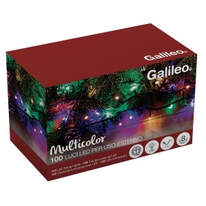 LUCI DI NATALE 100 LED MULTICOLOR + 8 GIOCHI LUCE PER ESTERNO