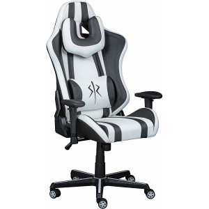 SEDIA POLTRONA DA GAMING ZORO ERGONOMICA PROFESSIONAL 70x59x125/137CM COLORE BIANCO/NERO XL