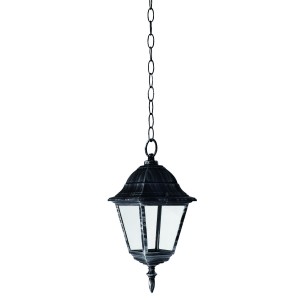 LANTERNA CON CATENA SERIE ARKADIA ALLUMINIO NERO 4 FACCE