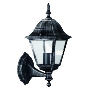 LANTERNA LAMPADA APPLIQUE CON BRACCIO SERIE ARKADIA ALLUMINIO NERO 4 FACCE