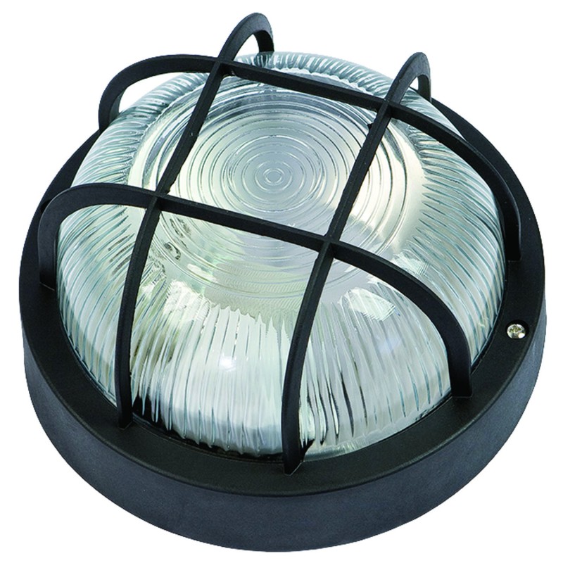 PLAFONIERA BRIXO TONDA NERA CON GRIGLIA F G24272 PLAFONIERA BRIXO TONDA NERA CON GRIGLIA F G24272