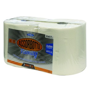 CARTA ASCIUGAMANI BRIXO BOBBINA ASSORBOTTO FAMILY  CONF. 2 ROTOLI