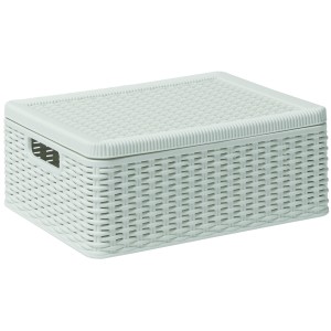 CONTENITORE MULTIUSO IN RESINA CON COPERCHIO BIANCO DECORA M -381