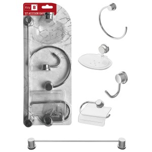 SET ACCESSORI BAGNO KEY B 5 PEZZI IN ABS CROMO -020001