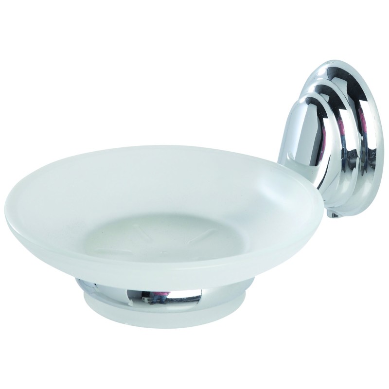 PORTASAPONE FACILE CROMO/VETRO SATINATO -091003B PORTASAPONE FACILE CROMO/VETRO SATINATO -091003B
