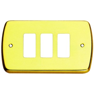 PLACCA MAGIC COPRI INTERRUTTORE OTTONE LUCIDO 3 FORI A.530
