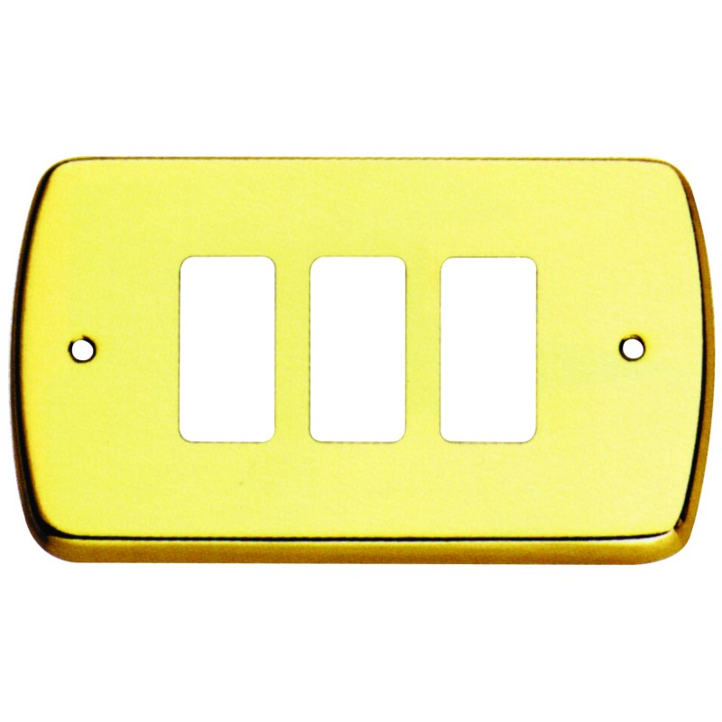 PLACCA MAGIC COPRI INTERRUTTORE OTTONE LUCIDO 3 FORI A.530 PLACCA MAGIC COPRI INTERRUTTORE OTTONE LUCIDO 3 FORI A.530
