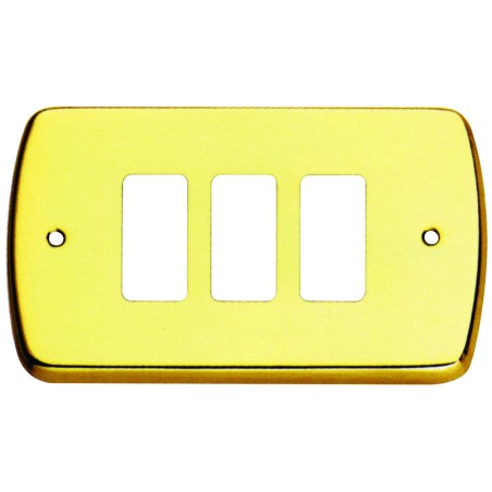 PLACCA MAGIC COPRI INTERRUTTORE OTTONE LUCIDO 3 FORI A.530