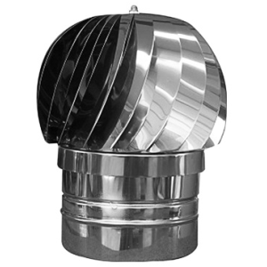 FUMAIOLO VENTOLINO INOX CAPPELLOTTO GIREVOLE TONDO CM.25 COMIGNOLO TUBO STUFA