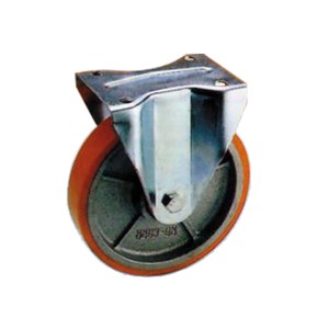 RUOTA POLIURETANO FORCELLA FISSA CON PIASTRA IN ACCIAIO ZINCATO MM.80 A.91