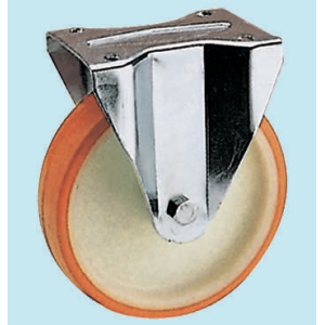 RUOTA POLIURETANO FORCELLA FISSA CON PIASTRA IN ACCIAIO ZINCATO MM.100A.91