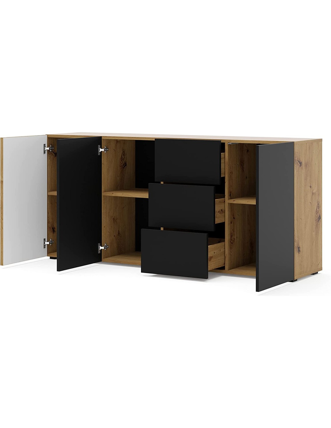 MOBILE COMO' CASSETTIERA CREDENZA NUKA 87x197x45cm ROVERE NERO OPACO