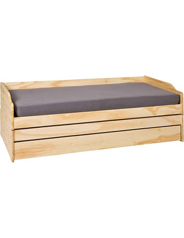 LETTO SINGOLO LOTAR 90X200 ESTRAIBILE E TRASFORMABILE IN 3 LETTI O MATRIMONIALE PINO NATURALE