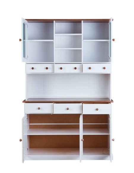 MOBILE SOGGIORNO BUFFET WESTERLAND 3 ANTE+3 CASSETTI 131x45x86H PINO  MASSELLO VERNICIATO A ACQUA BIANCO