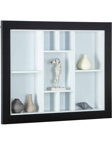 LIBRERIA MENSOLA QUARIUM DA COLLEZIONISMO 9 VANI PORTAOGGETTI 90,5x13,7x70,5 CM LAMINATO FINITURA BIANCO E NERO