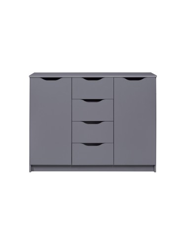 MOBILE SOGGIORNO CREDENZA BUFFET SILENZIA 2 ANTE + 4 CASSETTI 122x40x92 CM LAMINATO GRIGIO TITANIO