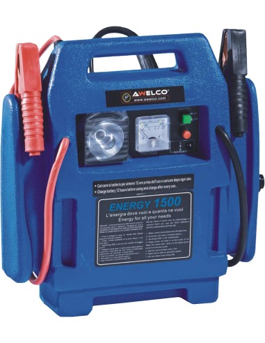 Awelco Caricabatterie Portatile Power 1500 con compressore e luce emergenza 12V