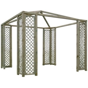 GAZEBO LEGNO IMPREGNATO LASA 300X300 CON GRIGLIATI 40X200 ARREDO GIARDINO