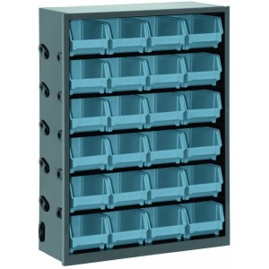 PORTACONTENITORE COMPONIBILE 6 PIANI ARMADIO IN METALLO 24 CONTENITORI 95X64X26