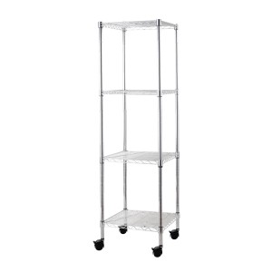 SCAFFALE CON RU0TE BRIXO MANHATTAN 4 PIANI IN ACCIAIO CROMATO 35x35x120H Cm