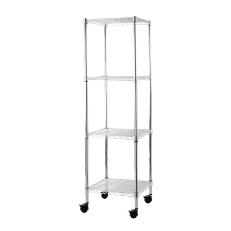 SCAFFALE CON RU0TE BRIXO MANHATTAN 4 PIANI IN ACCIAIO CROMATO 35x35x120H Cm