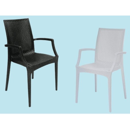 SEDIA POLTRONA 2PZ. BOHEME BISTROT POLIRATTAN BIANCO 57X53XH89 ARREDO ESTERNO