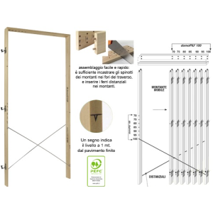 CONTROTELAIO IN LEGNO PER PORTA CM 70/100X10,5XH.215