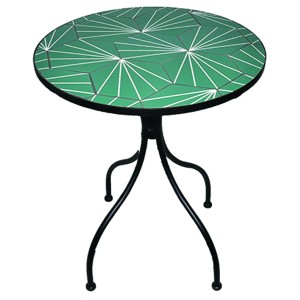 TAVOLO DA ESTERNO DECOJARDIN NEWAGE ACCIAIO NERO PIANO IN CERAMICA DECORATA 80CM