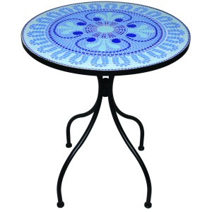 TAVOLO DA ESTERNO DECOJARDIN HELLAS ACCIAIO NERO PIANO IN CERAMICA DECORATA 80CM