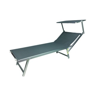 LETTINO SPIAGGIA PRENDISOLE ALLUMINIO MOD.RIMINI CON TETTINO GRIGIO 180x60xH38cm