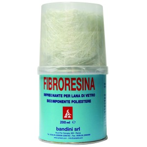 KIT FIBRO RESINA BICOMPONENTE CON RESINA, FOGLIO LANA DI VETRO, CIOTOLA E PENNELLO ML.200