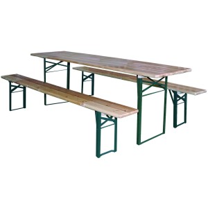 SET BIRRERIA PANCHE + TAVOLO STRUTTURA IN ACCIAIO E PIANI IN LEGNO 220X70