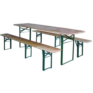 SET BIRRERIA PLUS PANCHE + TAVOLO STRUTTURA IN METALLO E PIANI IN LEGNO  220X70