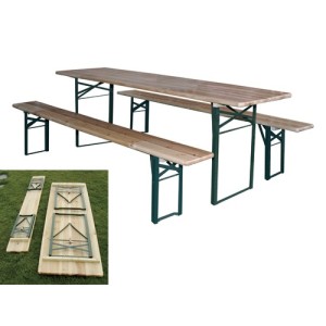 SET BIRRERIA PANCHE + TAVOLO STRUTTURA IN ACCIAIO E PIANI IN LEGNO 200X80