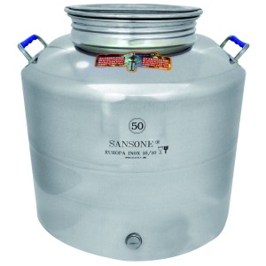 BIDONE FUSTO CONTENITORE IN ACCIAIO INOX SANSONE LT.50
