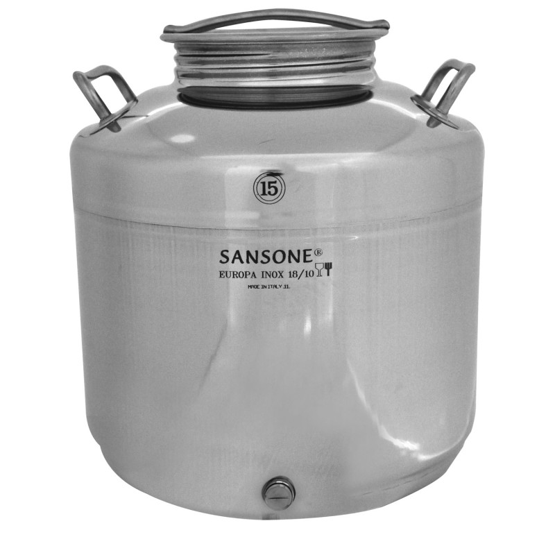 BIDONE FUSTO CONTENITORE IN ACCIAIO INOX SANSONE LT.15 BIDONE FUSTO CONTENITORE IN ACCIAIO INOX SANSONE LT.15