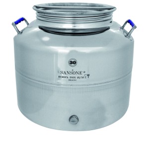 BIDONE FUSTO CONTENITORE IN ACCIAIO INOX SANSONE LT.30