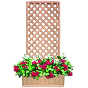 PANNELLO GRIGLIATO PATIO IN LEGNO CON VASO FIORIERA H CM180