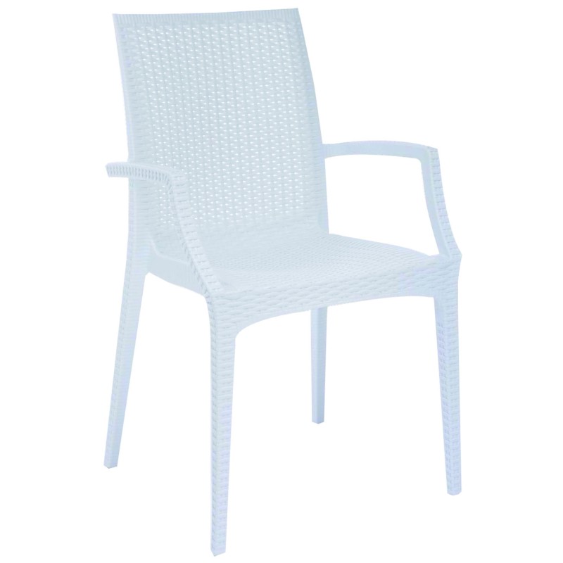 POLTRONA SEDIA RATTAN BISTROT BIANCA 57x53xH89 cm POLTRONA SEDIA RATTAN BISTROT BIANCA 57x53xH89 cm
