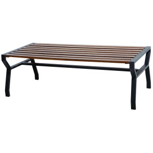 TAVOLO VALY IN ACCIAIO CON DOGHE IN LEGNO 122X60XH42 cm