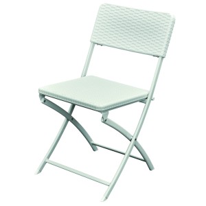 SEDIA PIEGHEVOLE IN ACCIAIO CON SEDUTA IN RESINA EFFETTO RATTAN LEVANTE BIANCO 54x44xH81 cm