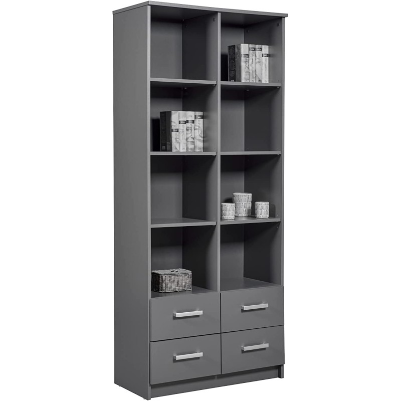 MOBILE SCAFFALE LIBRERIA ELENZIO 8 RIPIANI + 4 CASSETTI 82x40x191H CM GRIGIO GRAFITE MOBILE SCAFFALE LIBRERIA ELENZIO 8 RIPIANI + 4 CASSETTI 82x40x191H CM GRIGIO GRAFITE