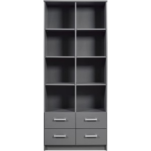 MOBILE SCAFFALE LIBRERIA ELENZIO 8 RIPIANI + 4 CASSETTI 82x40x191H CM GRIGIO GRAFITE